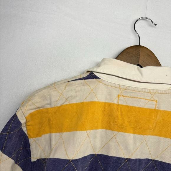 Vintage J Crew Rugby Shirt mens Small Blue Yellow Colorblock Collared Preppy 90s - Picture 10 of 13